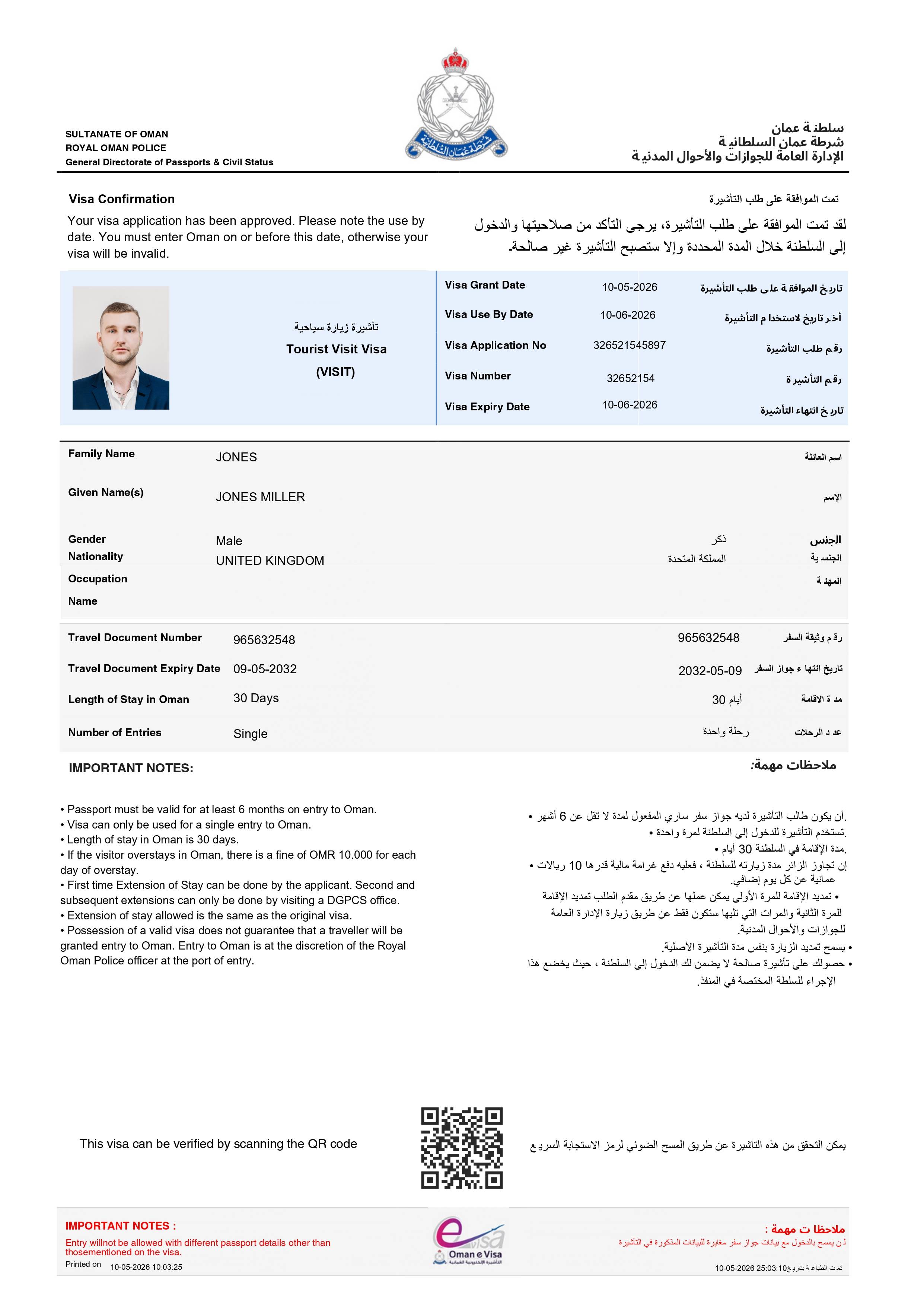 Oman eVisa Approval