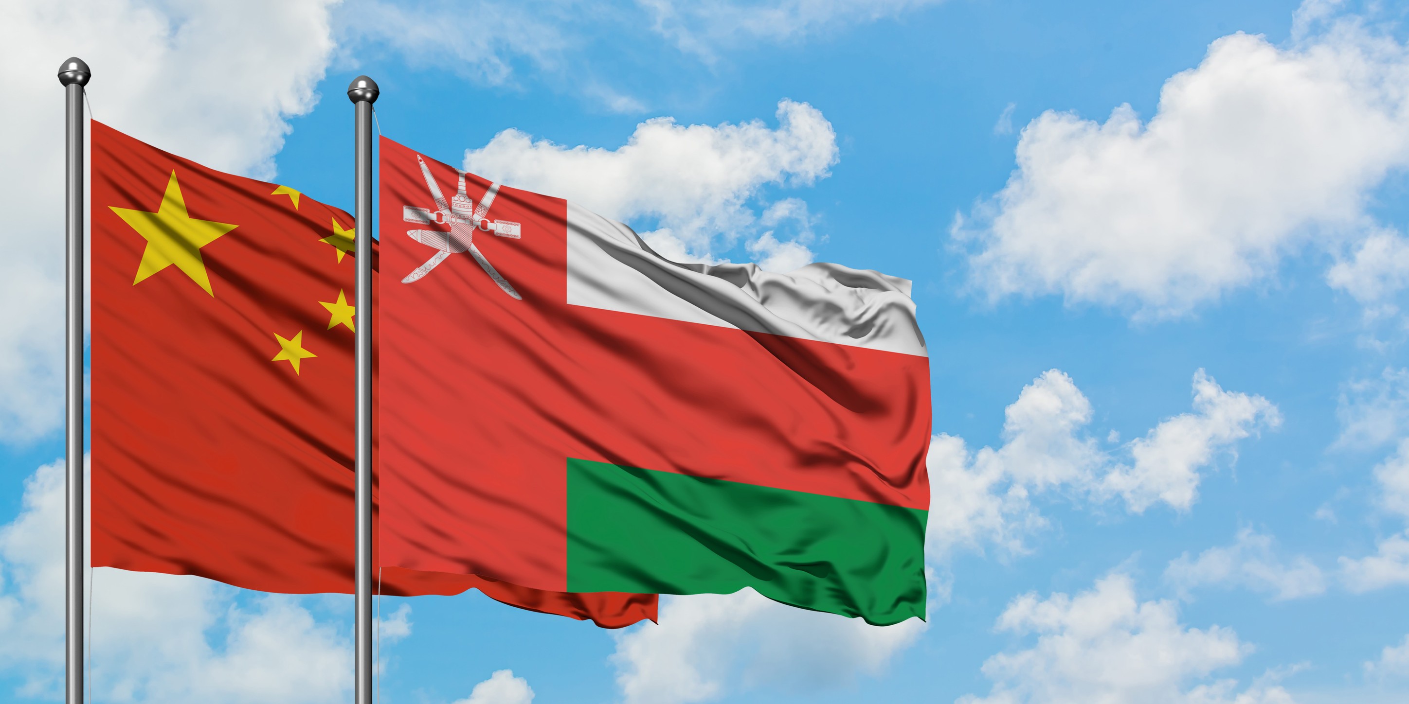 China And Oman Flag