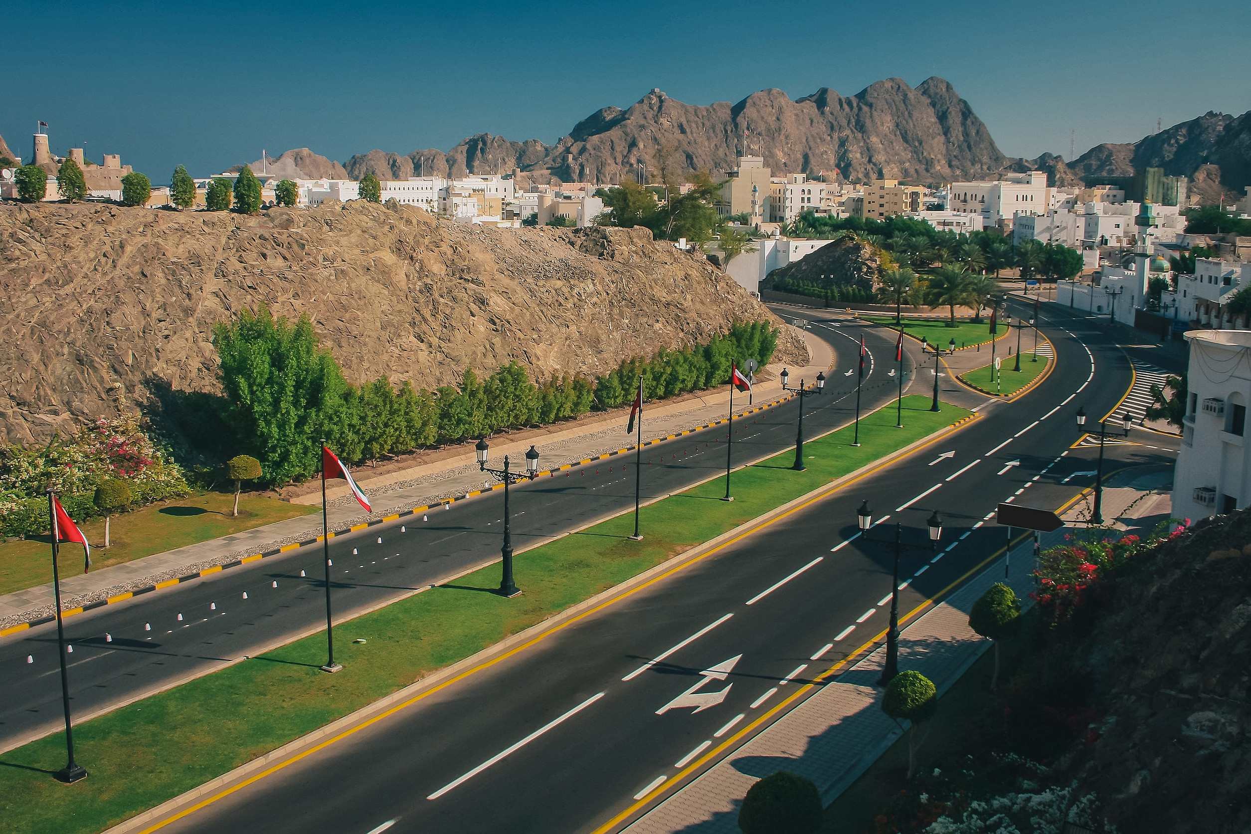 Coastal Road Close To The Corniche In Muttrah Part Of Muscat City In Oman