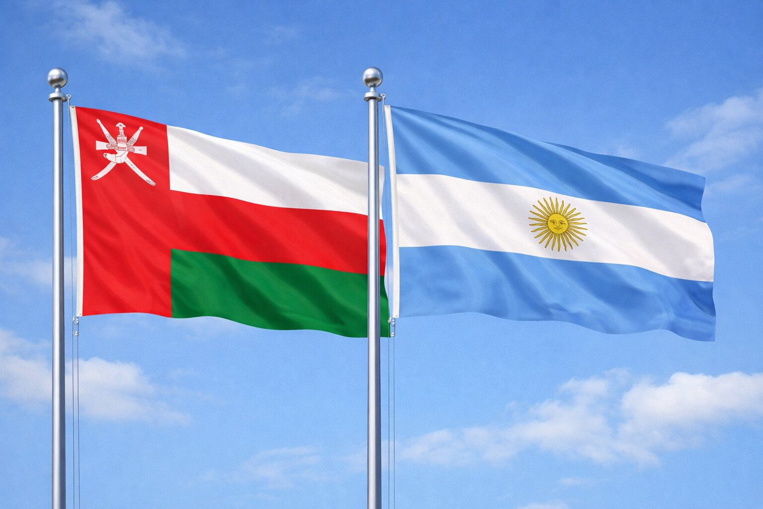 Flags Of Oman And Argentina Together