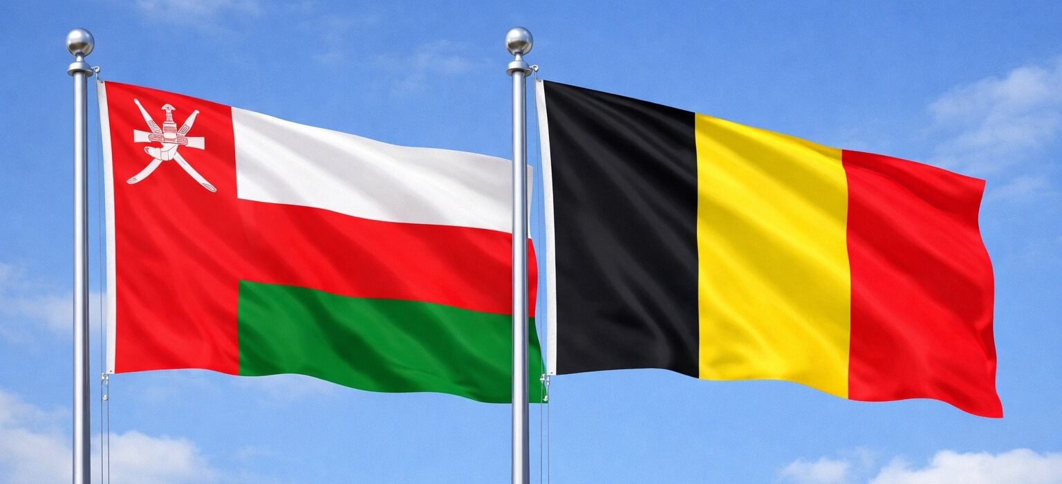 Flags Of Oman And Belgium