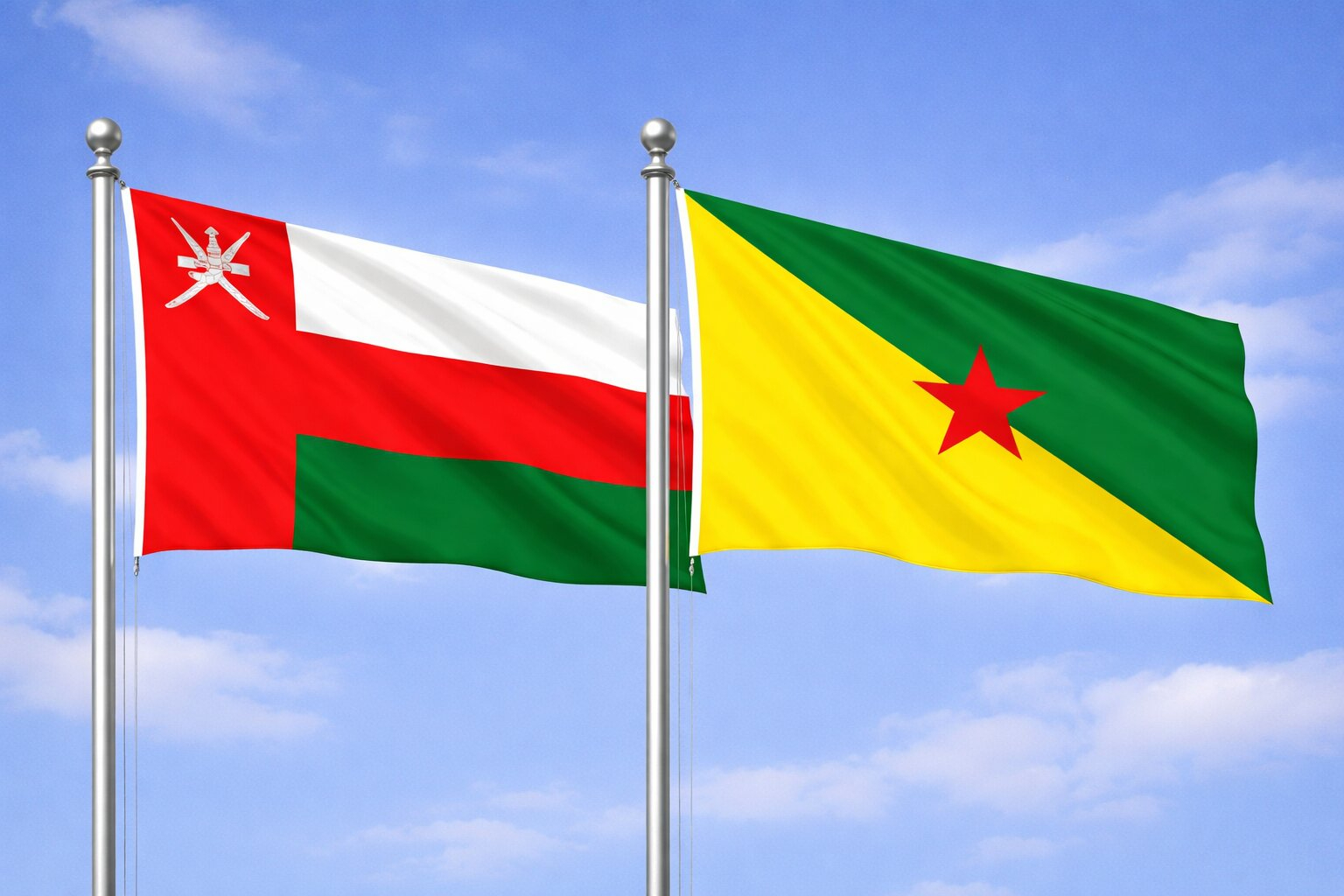 French Guiana And Oman Flag