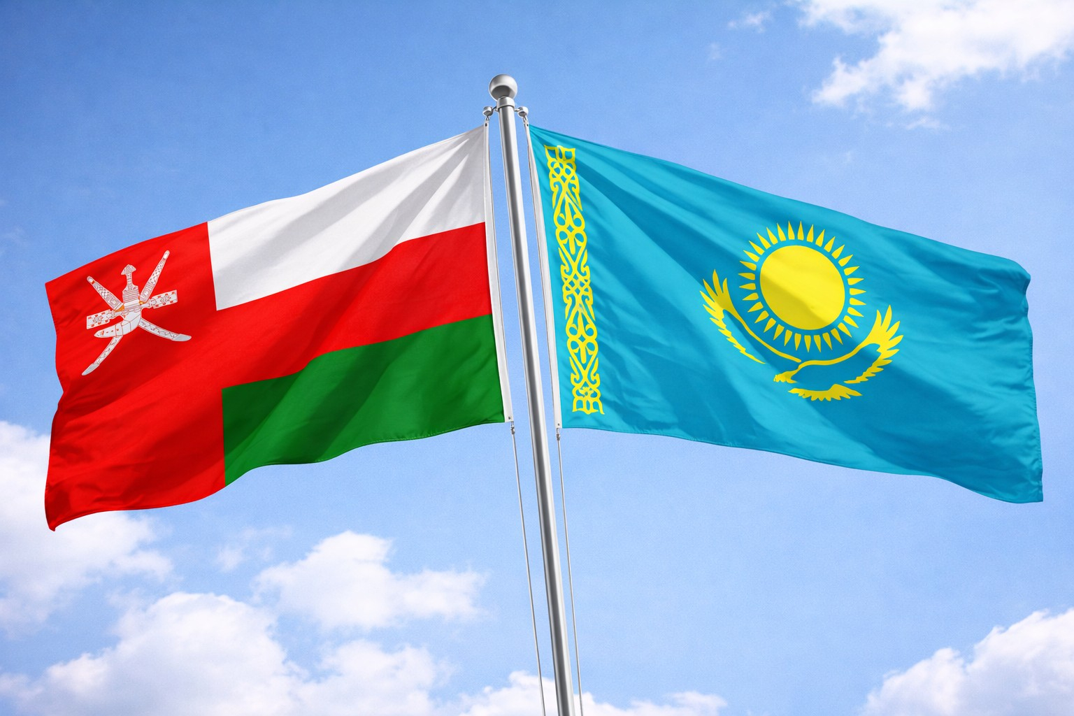 Kazakhstan and Oman Flag