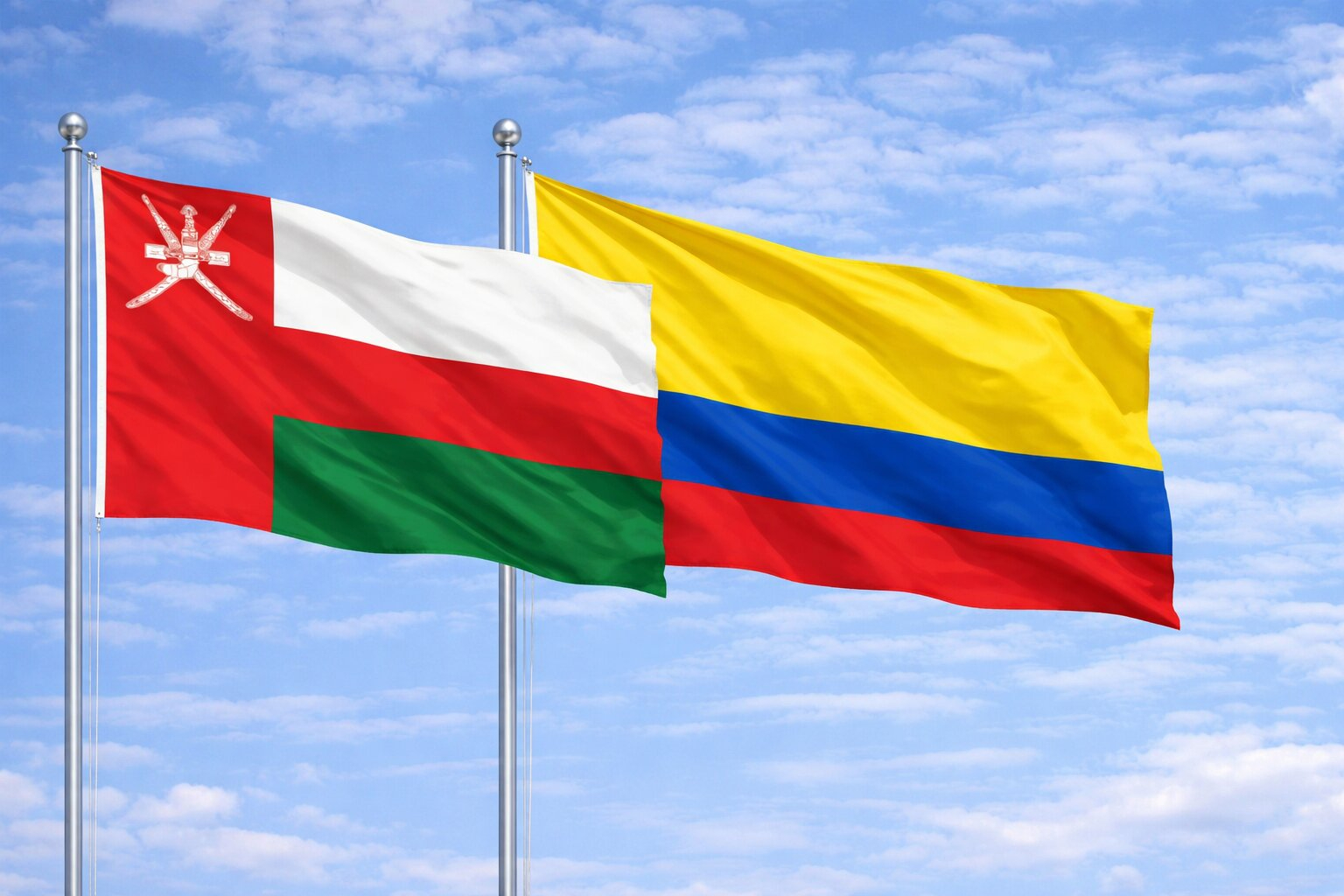 Oman And Colombia Flag