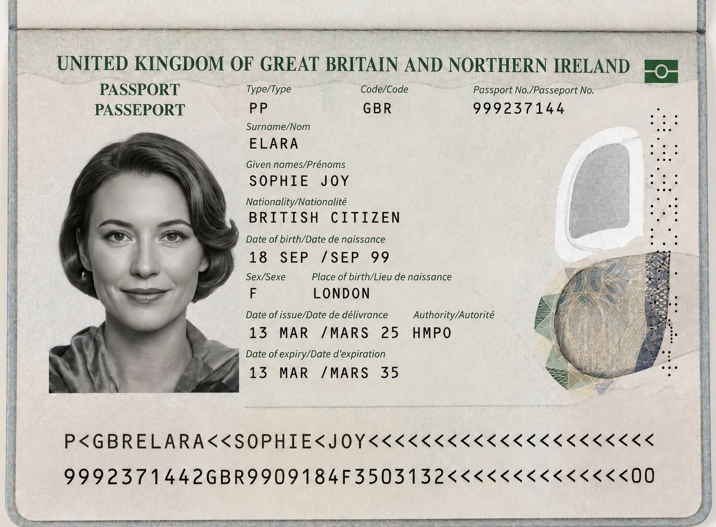 Oman eVisa Passport Bio-Page Sample