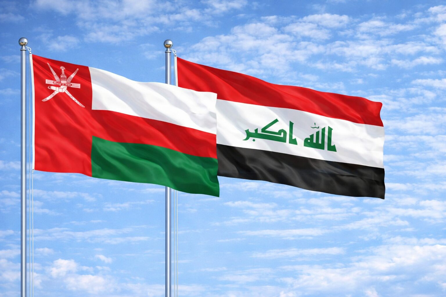 Oman Flag And Iraq Flag