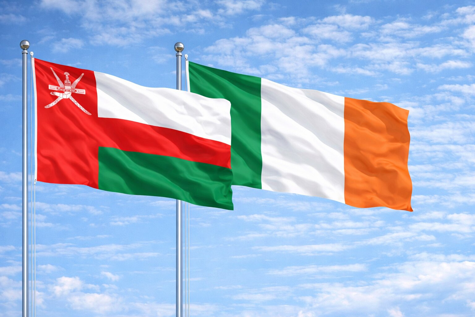 Oman Flag And Ireland Flag