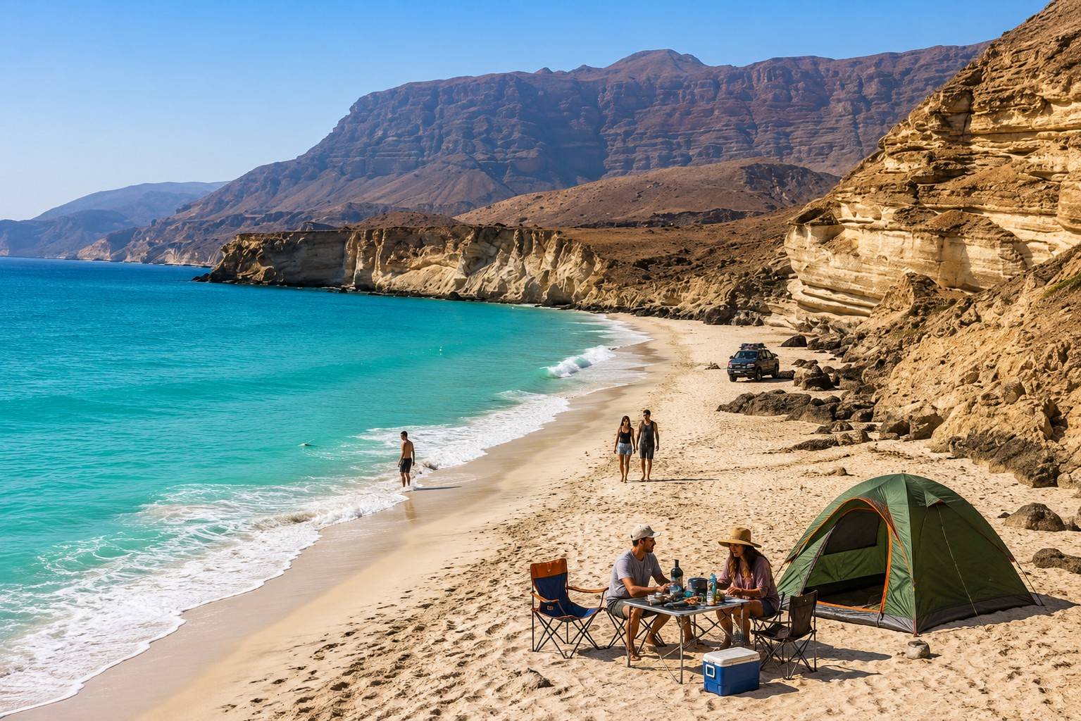 People Camping At Fazayah Beach
