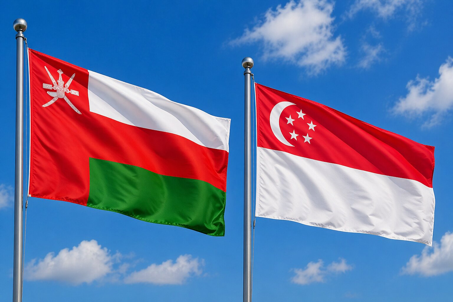 Singapore And Oman Flag