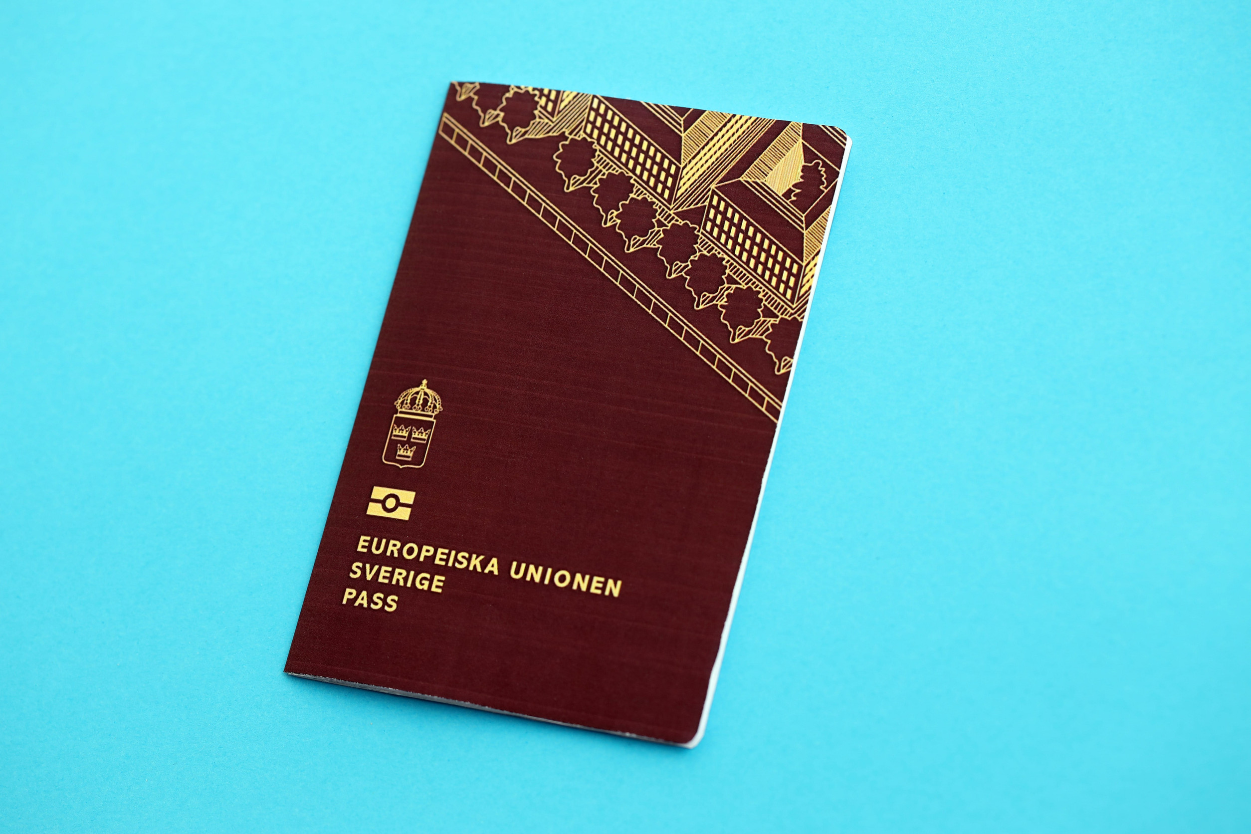 Swedish Biometric Passport Blue Background