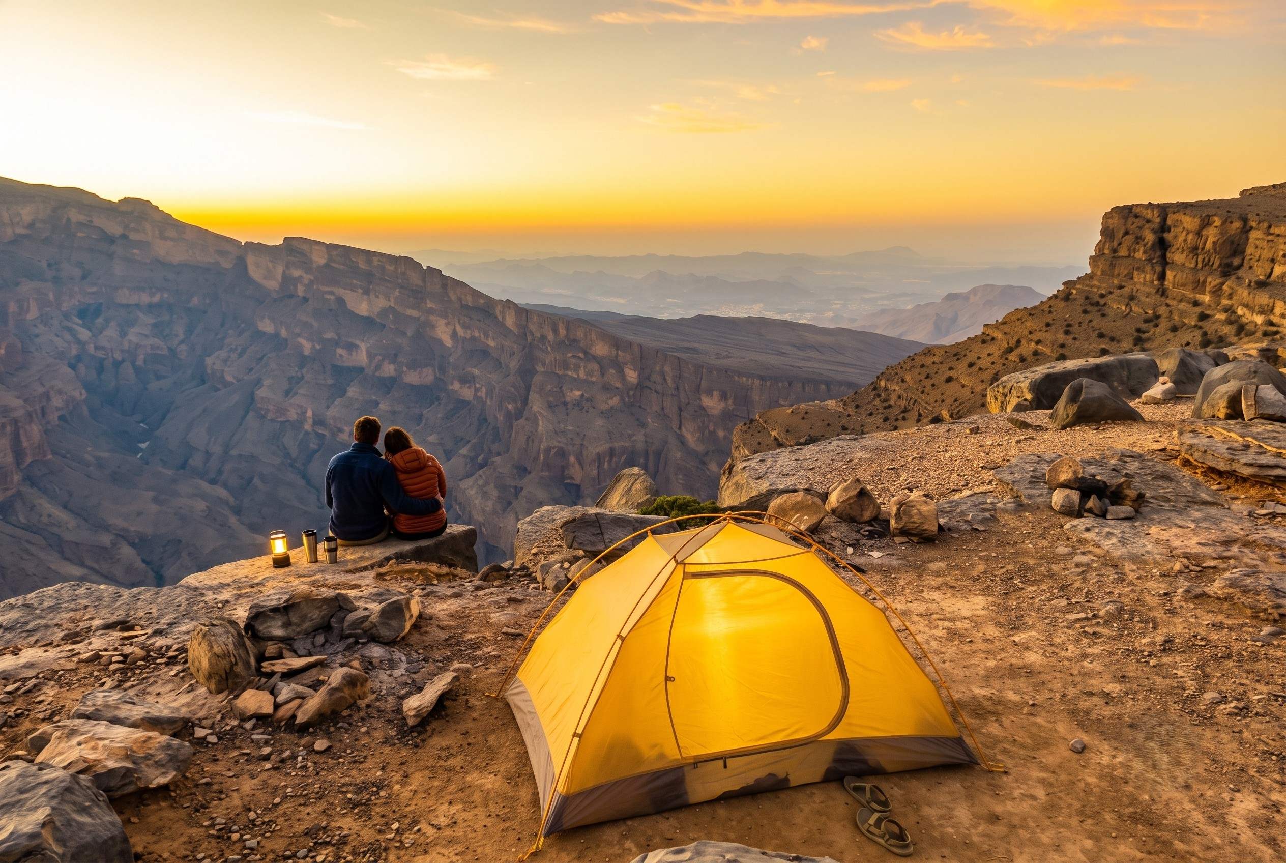 Travellers Camping In Oman