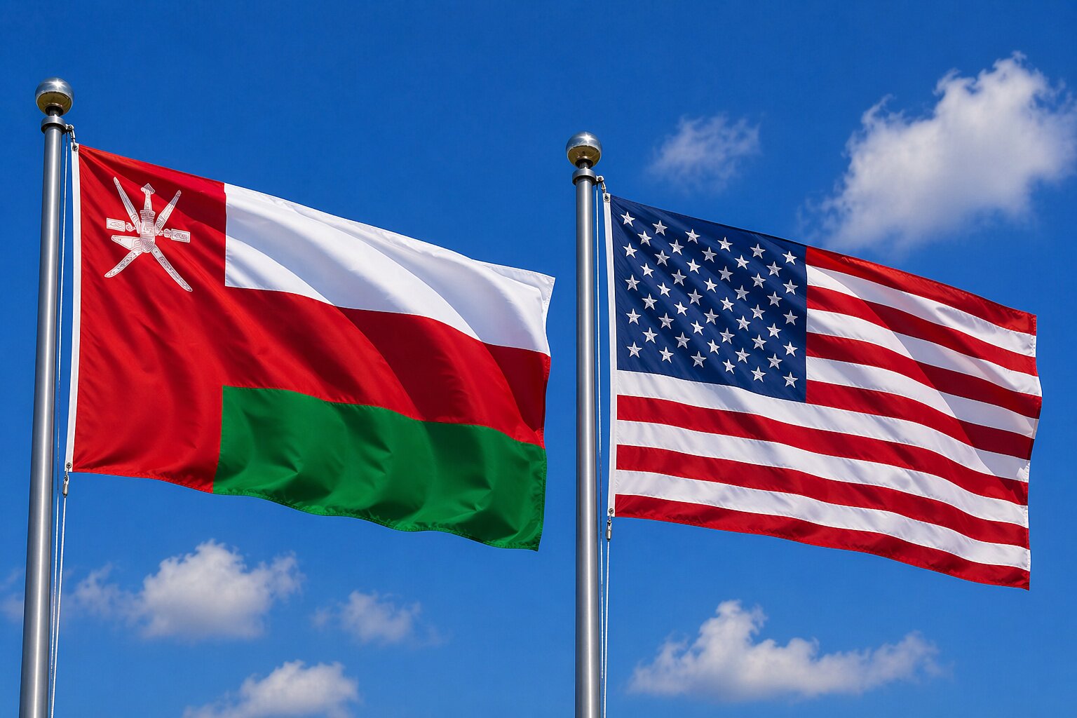 United States Of America And Oman Flag