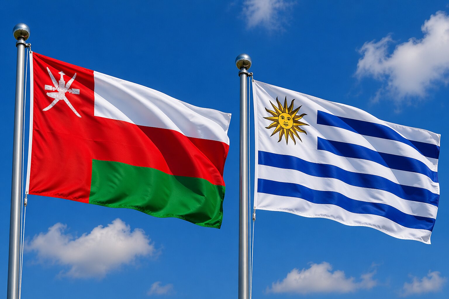 Uruguay And Oman Flag